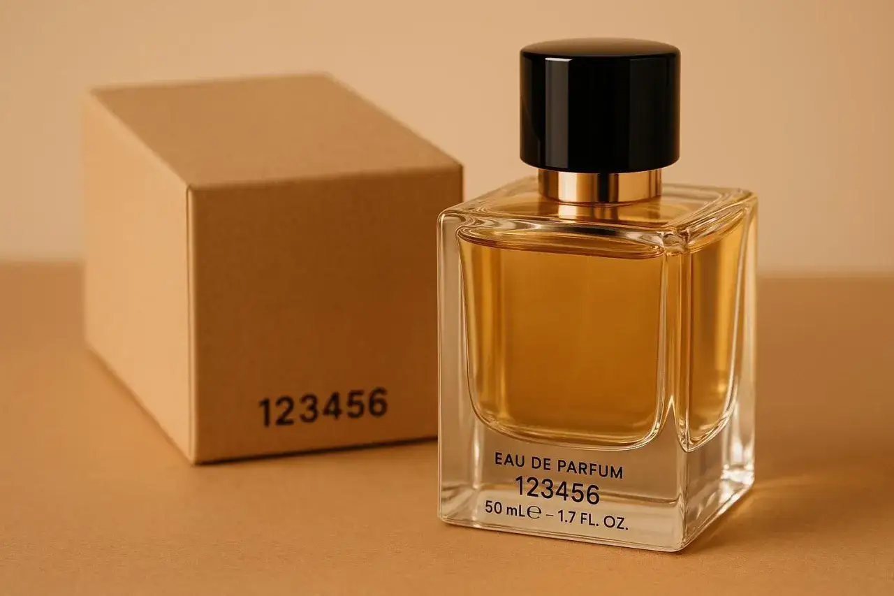 Elegancka butelka perfum Eau de Parfum 123456 i pudełko. Zastanawiasz się, czy na Notino są oryginalne perfumy? Ten produkt wygląda na autentyczny.